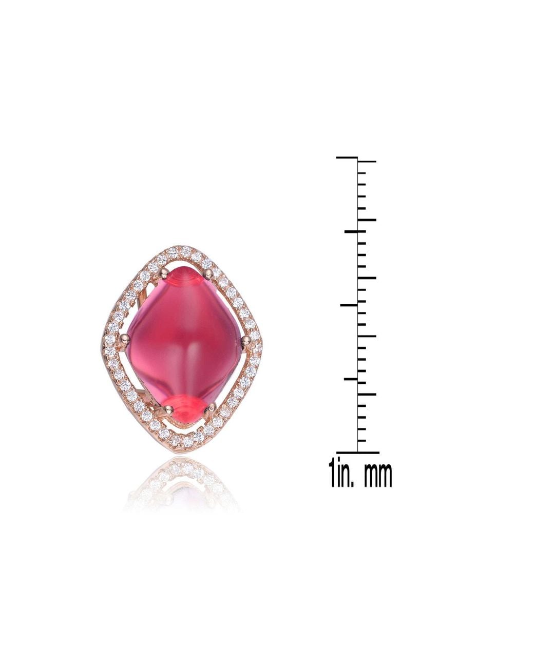 Genevive Jewelry Pink Rose Sterling Rose Plated With Cubic Zirconia Button Earrings
