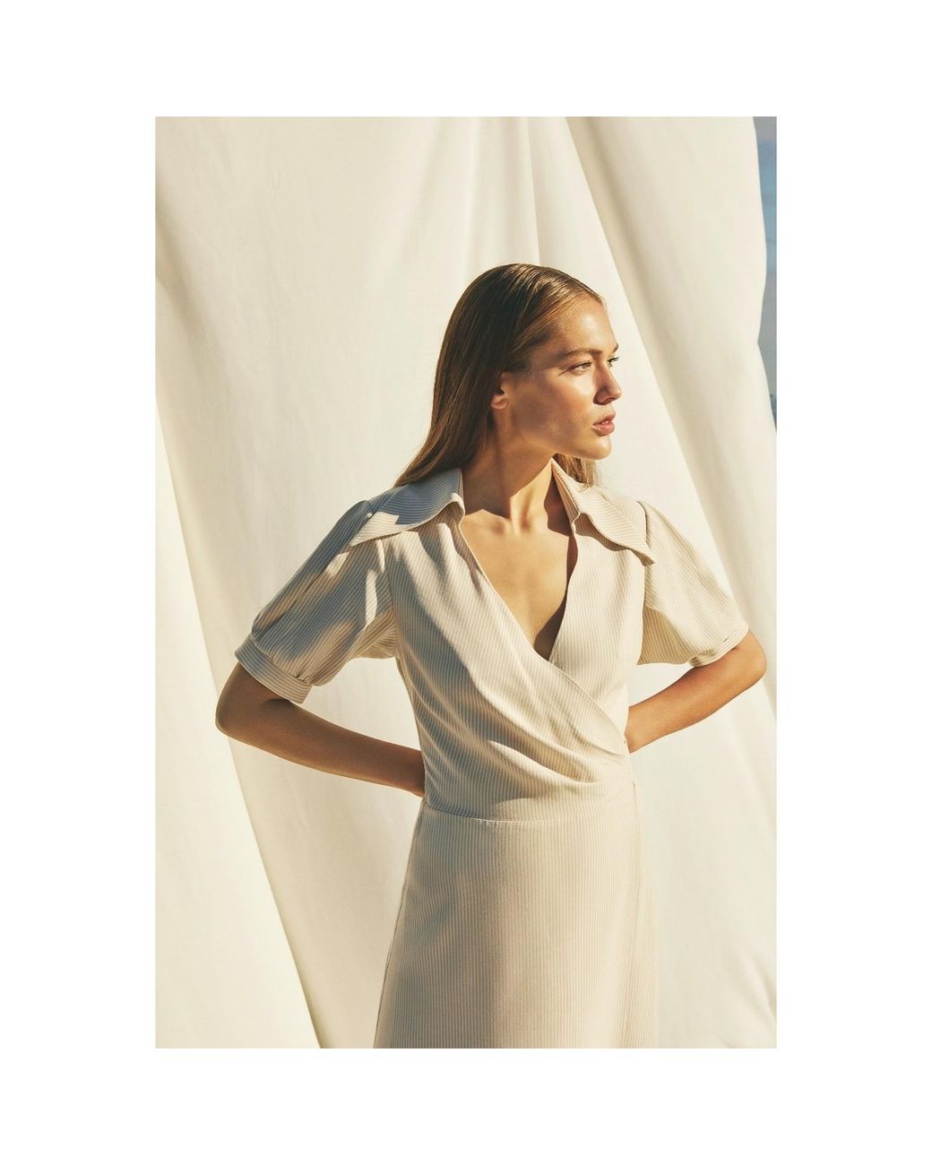 NAZLI CEREN White Agon Wrap Dress