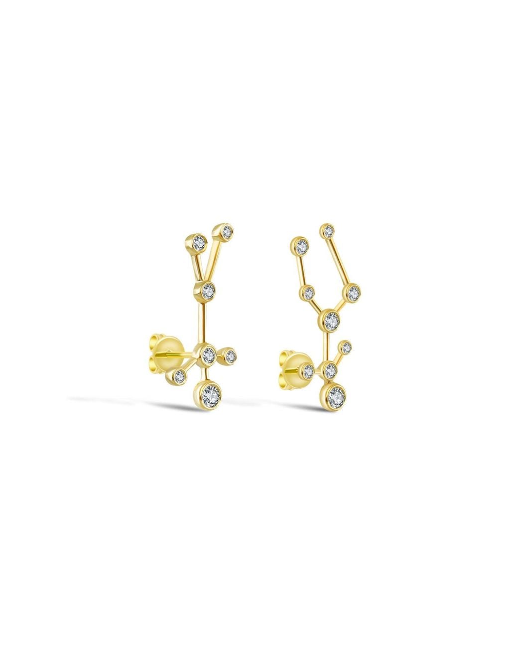 Genevieve Collection Metallic Gemini Zodiac Constellation Earing 18K & Diamond