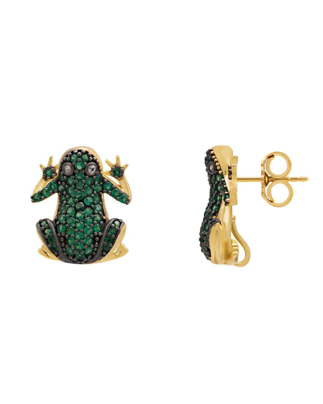 Latelita London Green Leap Frog Stud Earrings