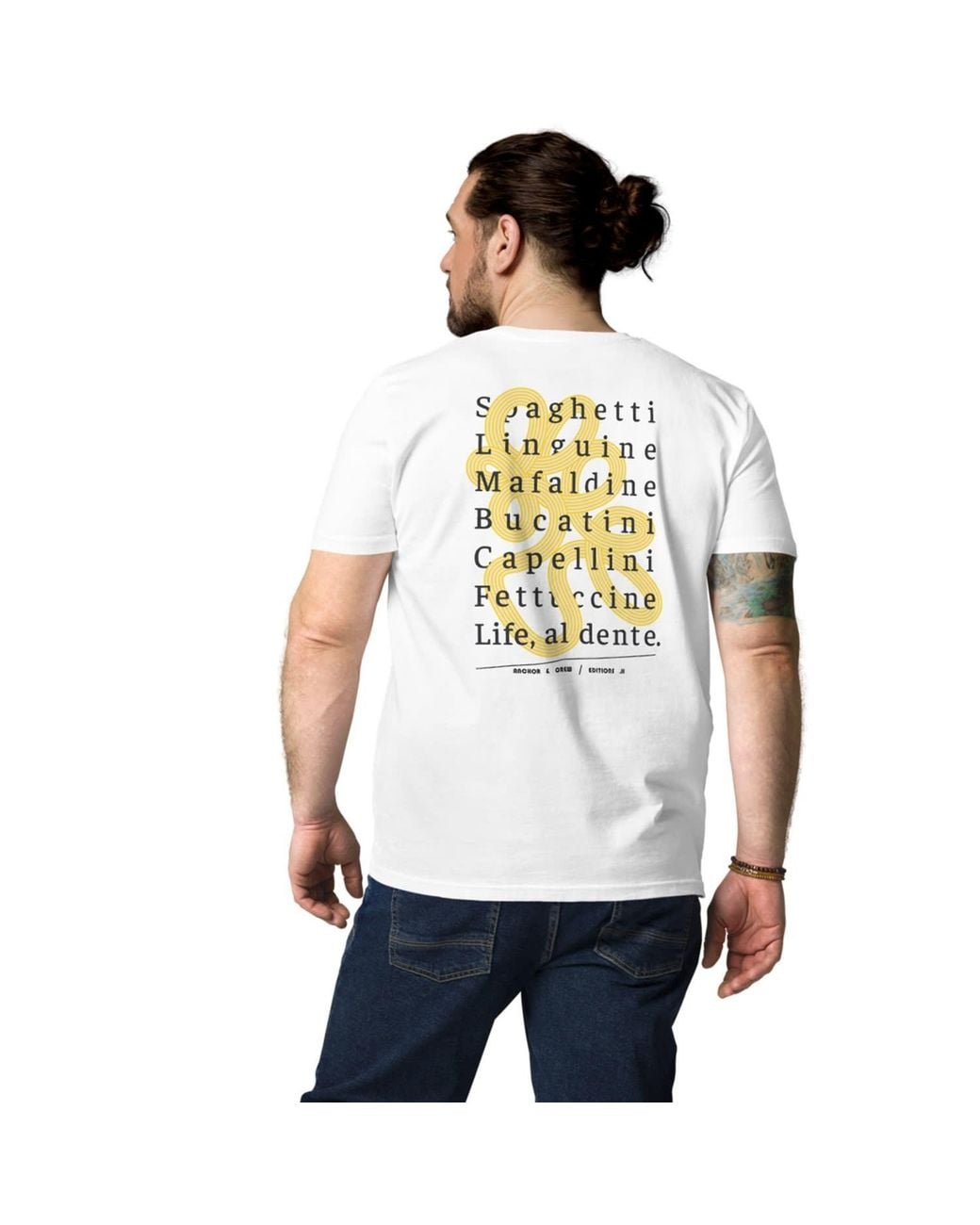Anchor and Crew White Eleven Life, Al Dente Editions Organic Cotton T-Shirt for men