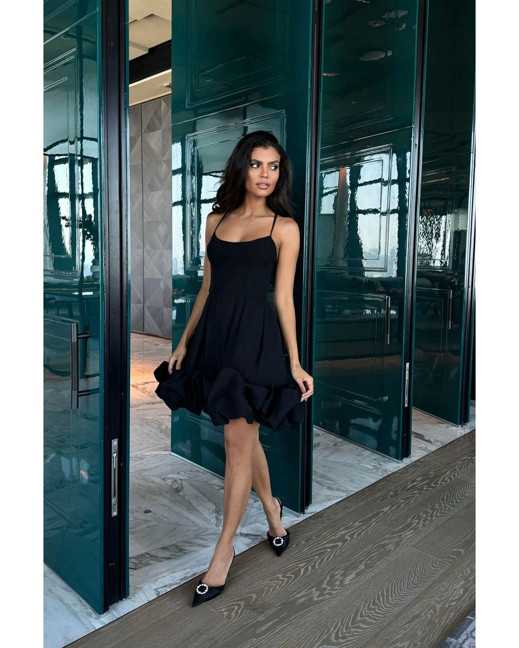 POST MERIDIEM Blue Backless Bustier Mini Dress