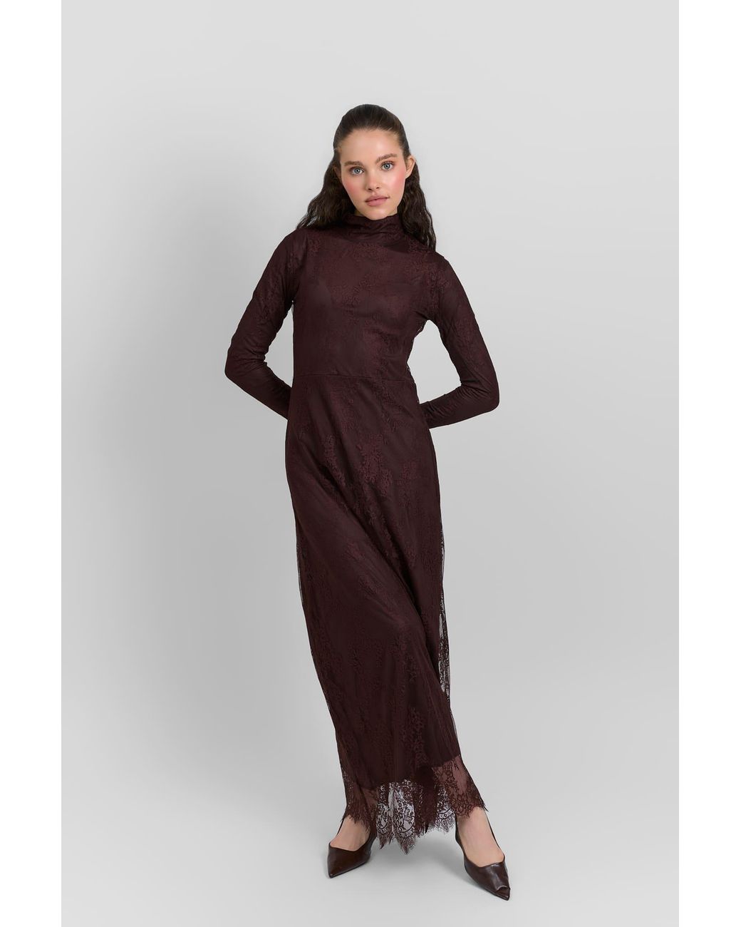 Rave on Trend Brown Lace Dress