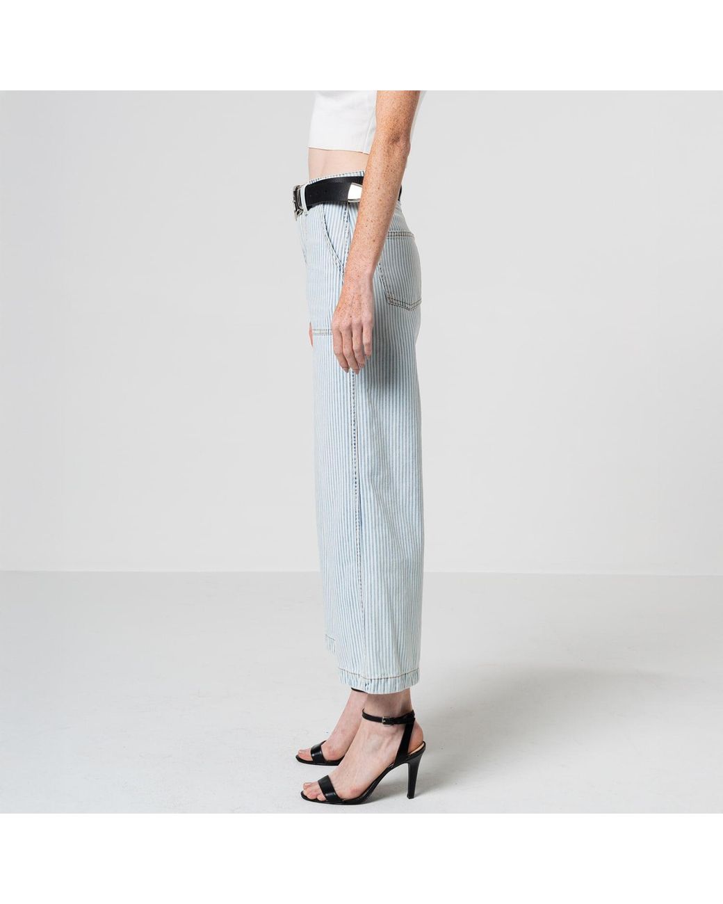 NOEND Blue Avery Cropped Wide Trouser