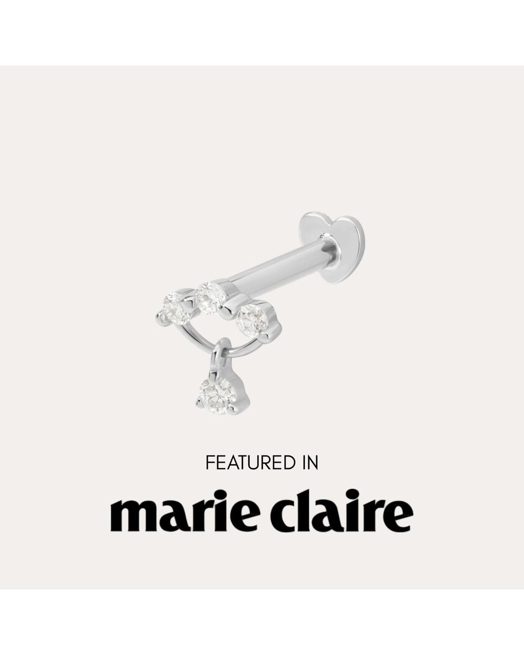 Vanhi Metallic 14K Solid Freda Lab-Grown Diamond Flat Back Stud