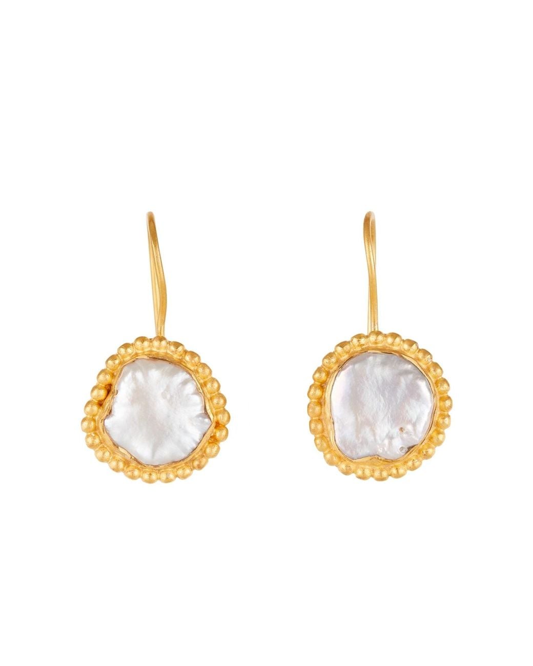 Opium Jewels Metallic Freshwater Pearl Earrings With Edging