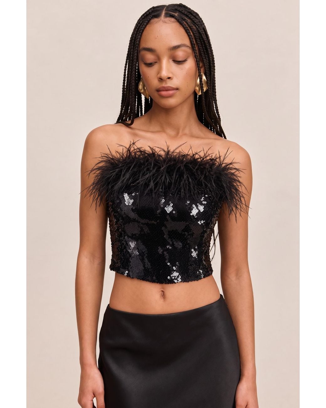 Room 24 Black Helena Sequin Crop Top