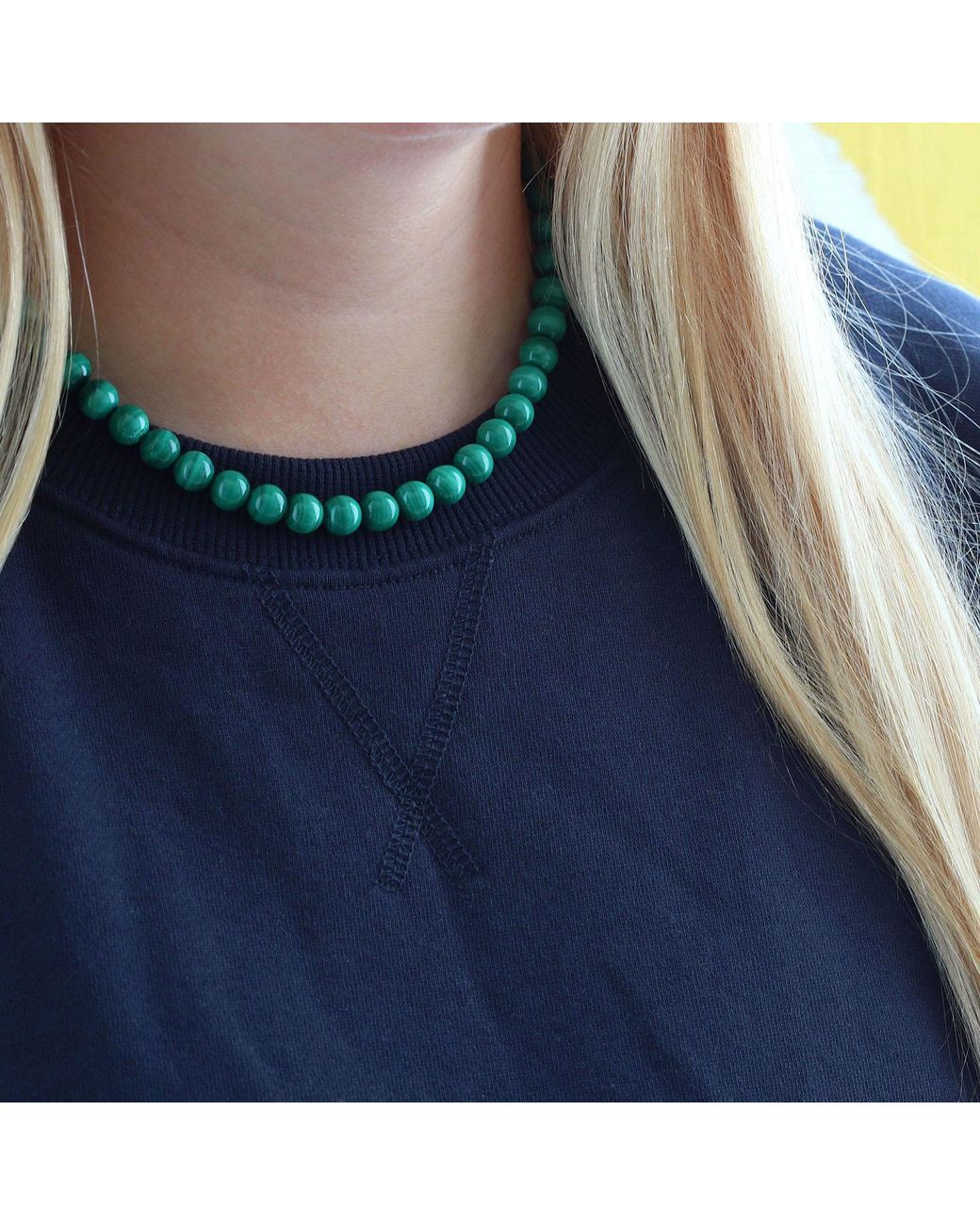 Kris Nations Green Malachite Baller Gemstone Beaded Necklace