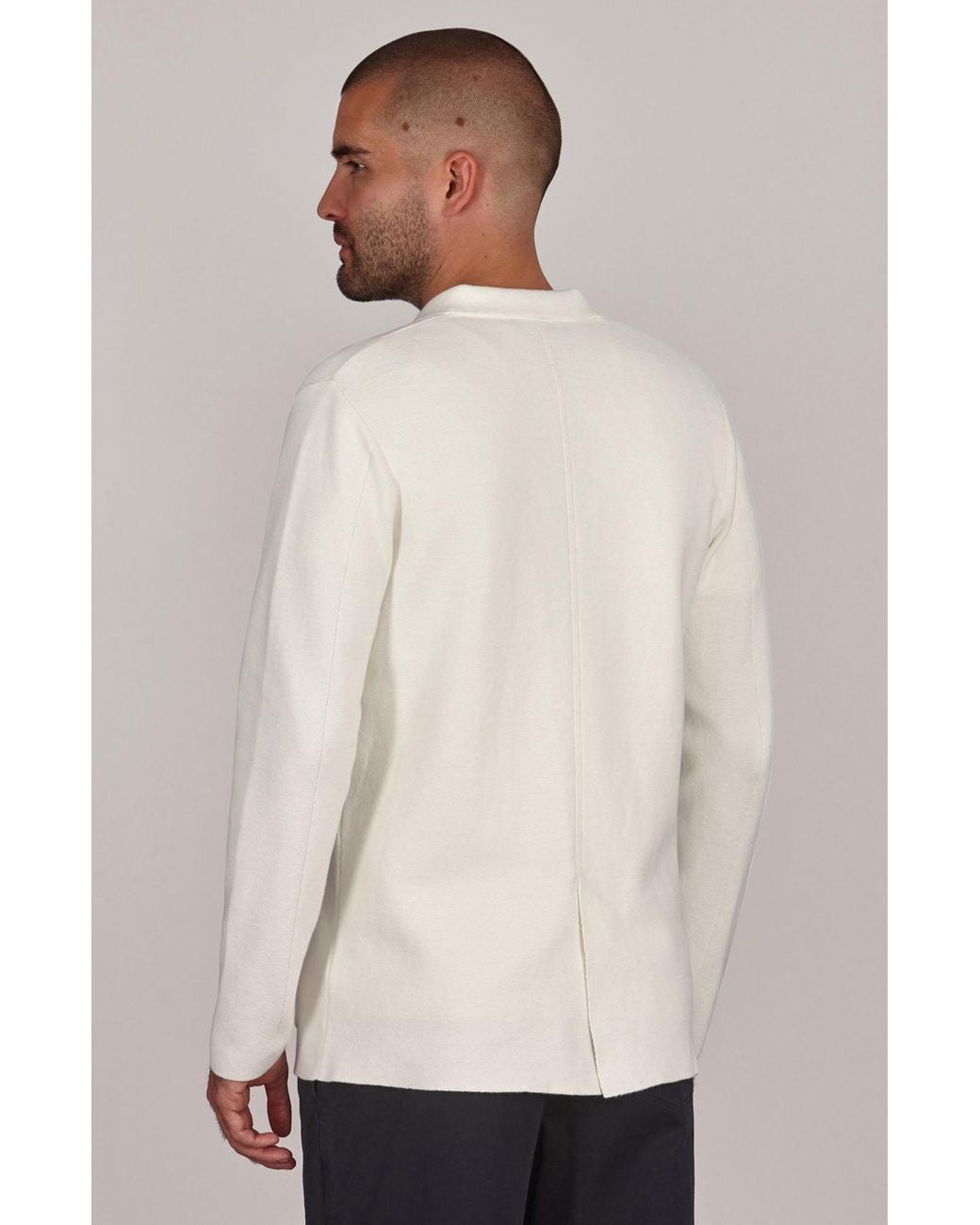 Paul James Knitwear White Lightweight Organic Cotton Linen Luca Knitted Blazer for men
