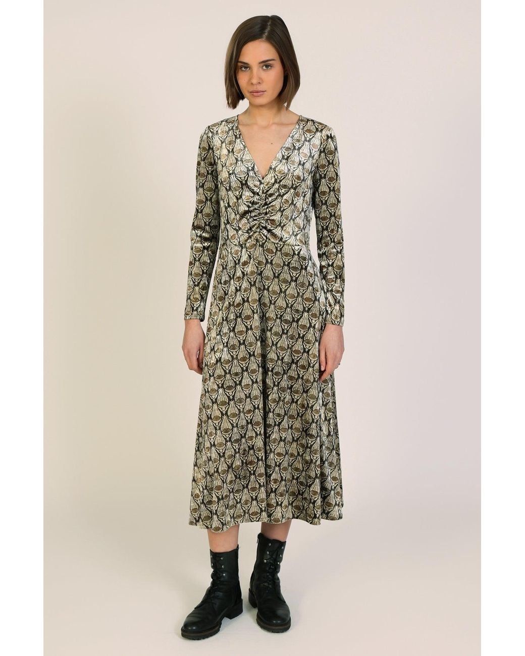 Traffic People Natural Celestial Nights Print Long Sleeve Harper Midi Dress