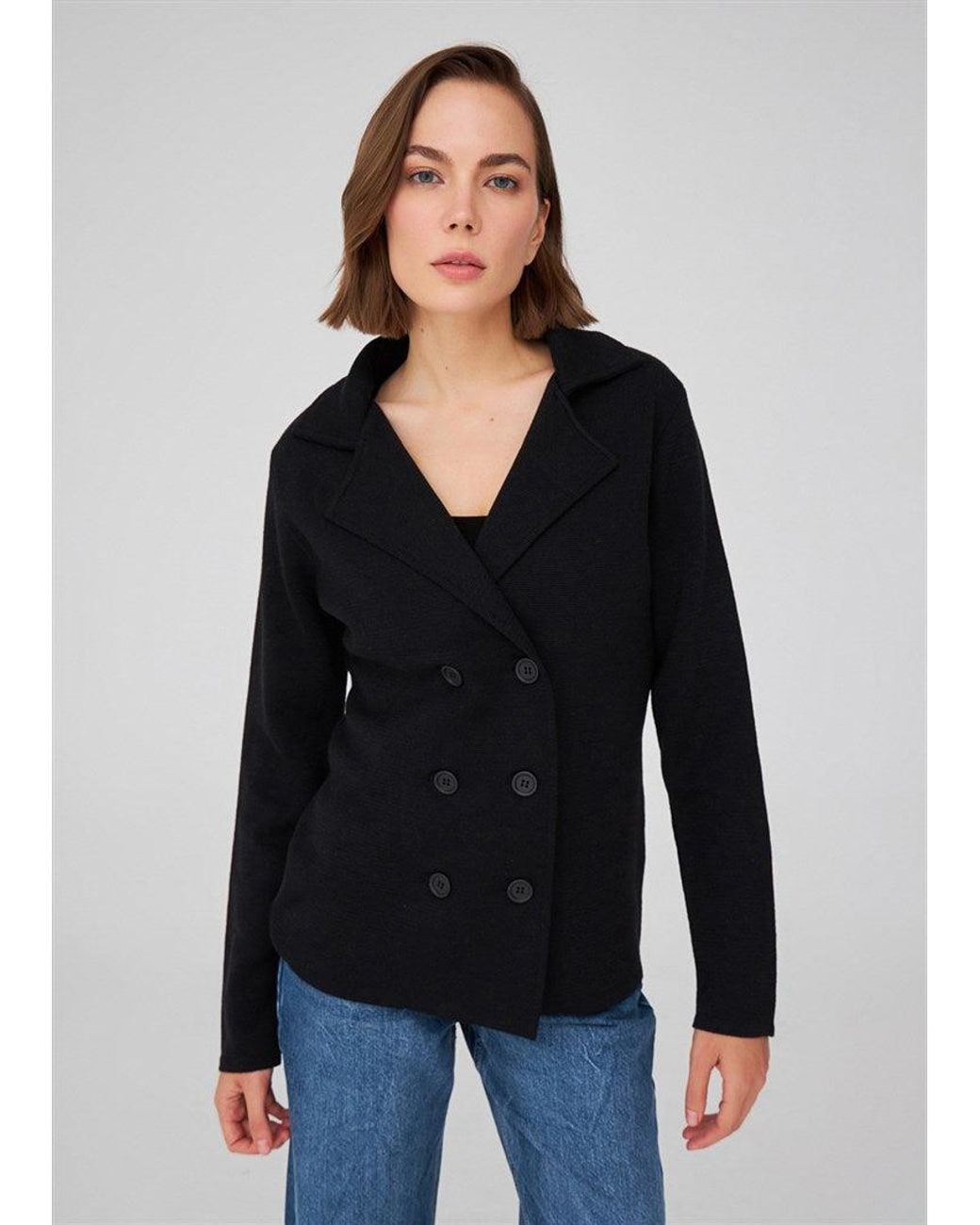 Peraluna Black Classic-Fit Blazer Knitwear Jacket