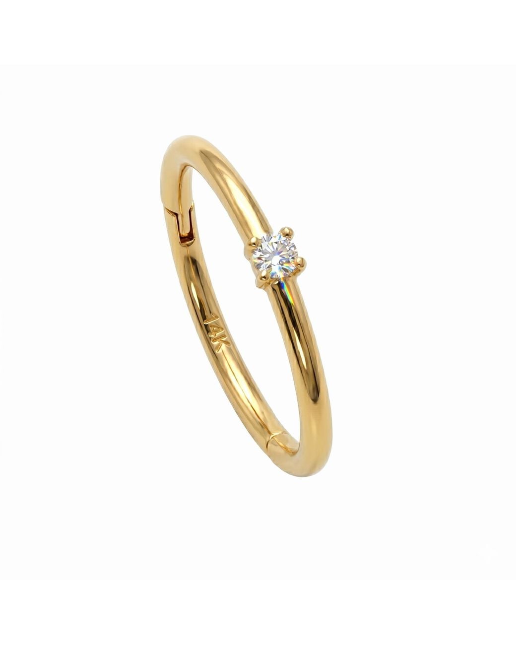 Zahav Jewelry Metallic 14K Solid Natural Diamond Clicker Hoop