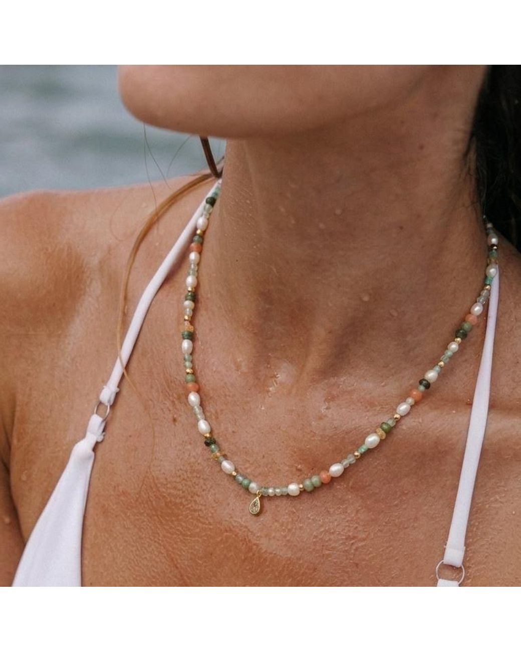With Love Darling Metallic Water Drop Pure Pearl Necklace