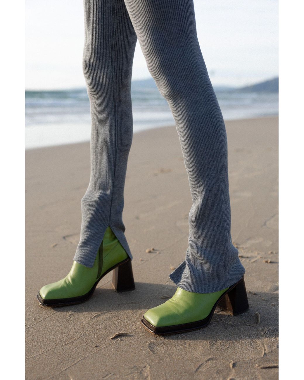 SALANIDA Gray Barra Ribbed 100% Merino Leggings Light