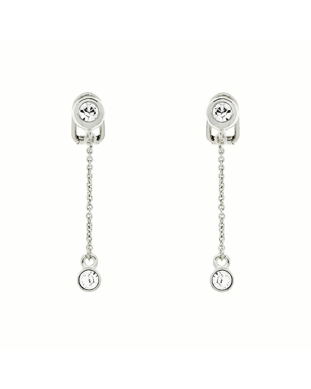 Emma Holland Jewellery White Platinum & Crystal Droplet Clip On Earrings