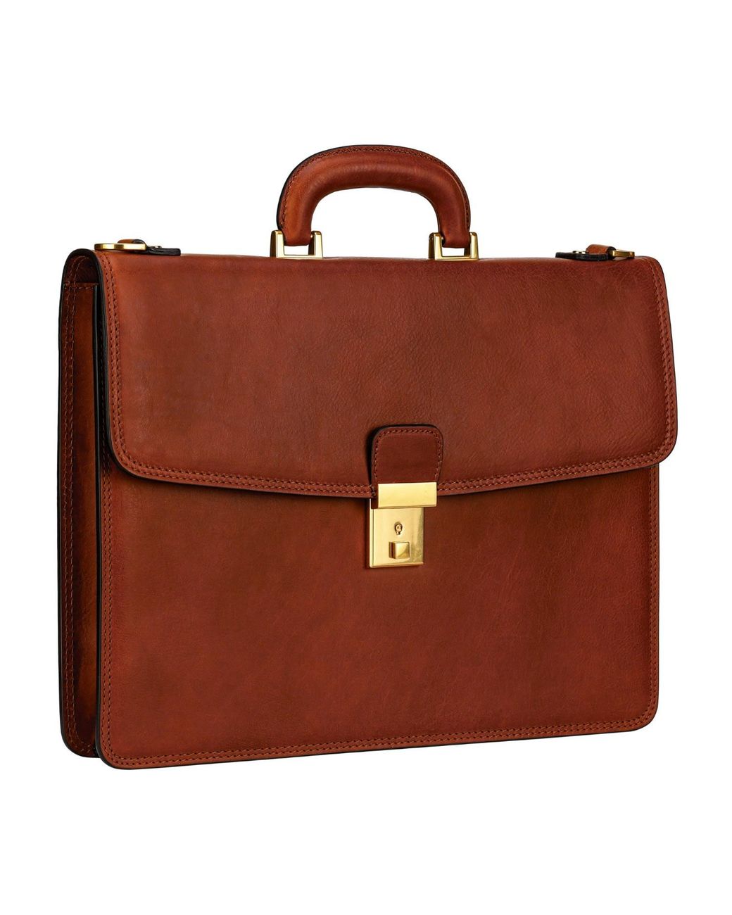 Time Resistance Brown Leather Briefcase