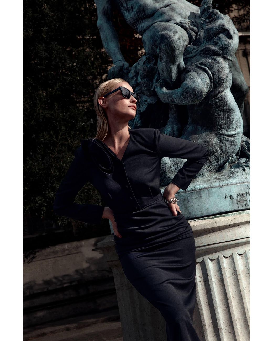 POST MERIDIEM Black Straight Maxi Skirt
