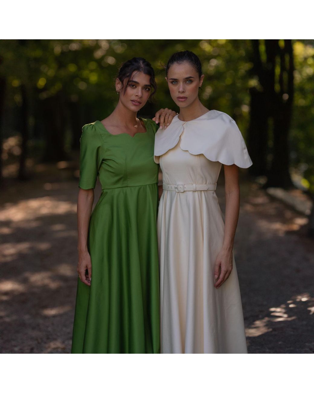 Sofia Tsereteli White Satin Capelet Gown