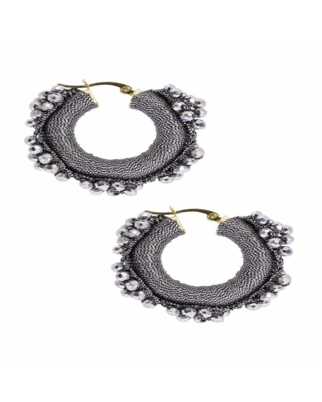 Saachi Metallic Royal Redux Beaded Hoop Earring