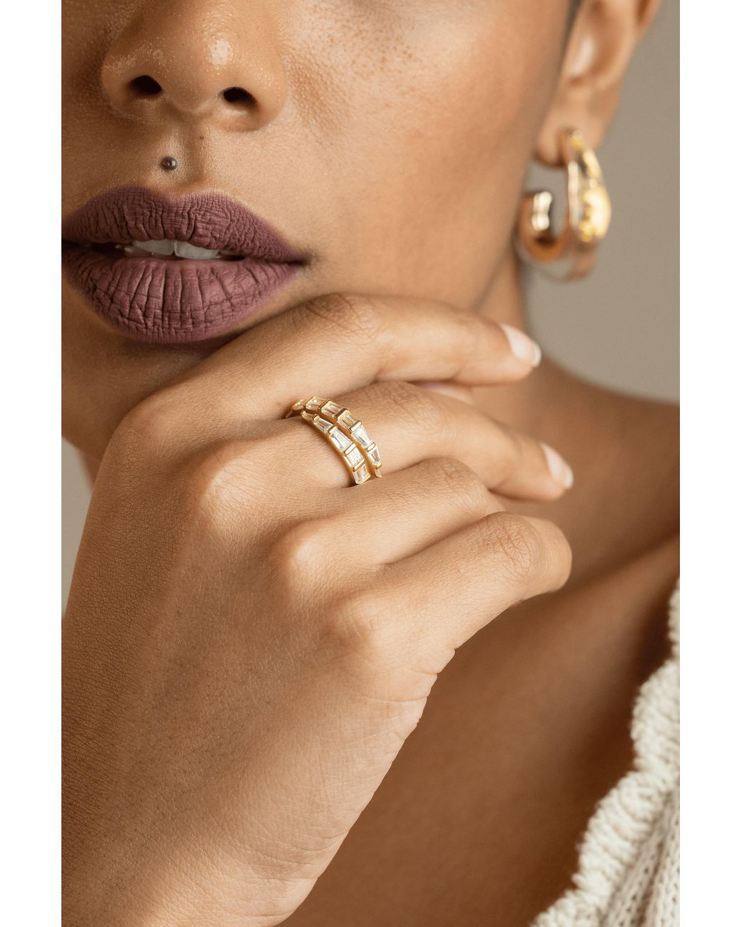 Zynnia Collective Metallic Studded Wrap Ring