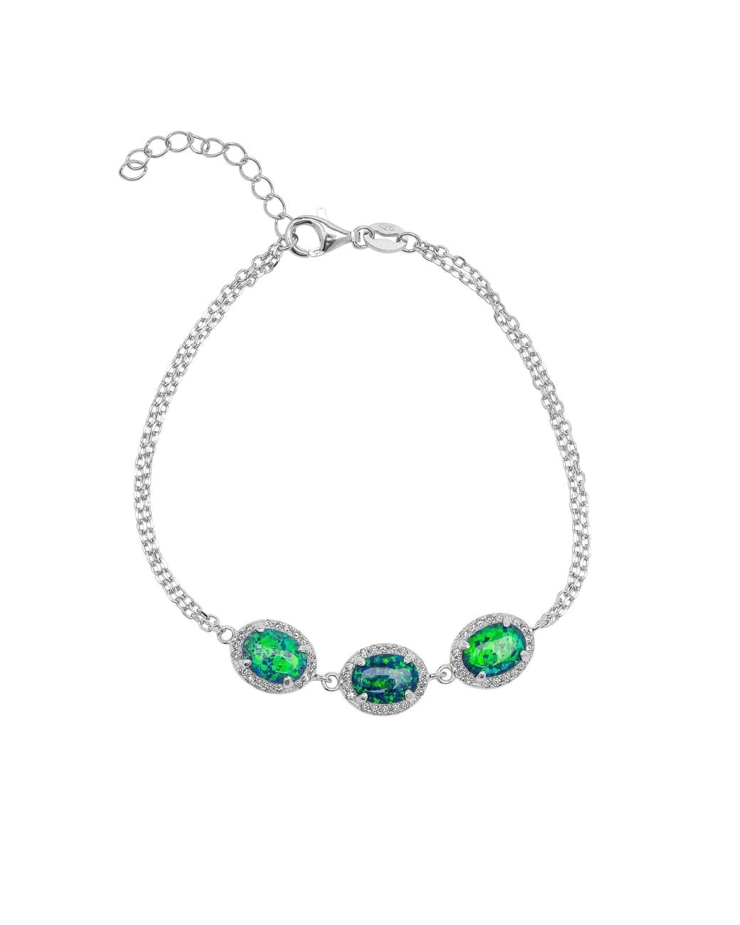 Spero London Blue Sterling Opal Halo Bracelet