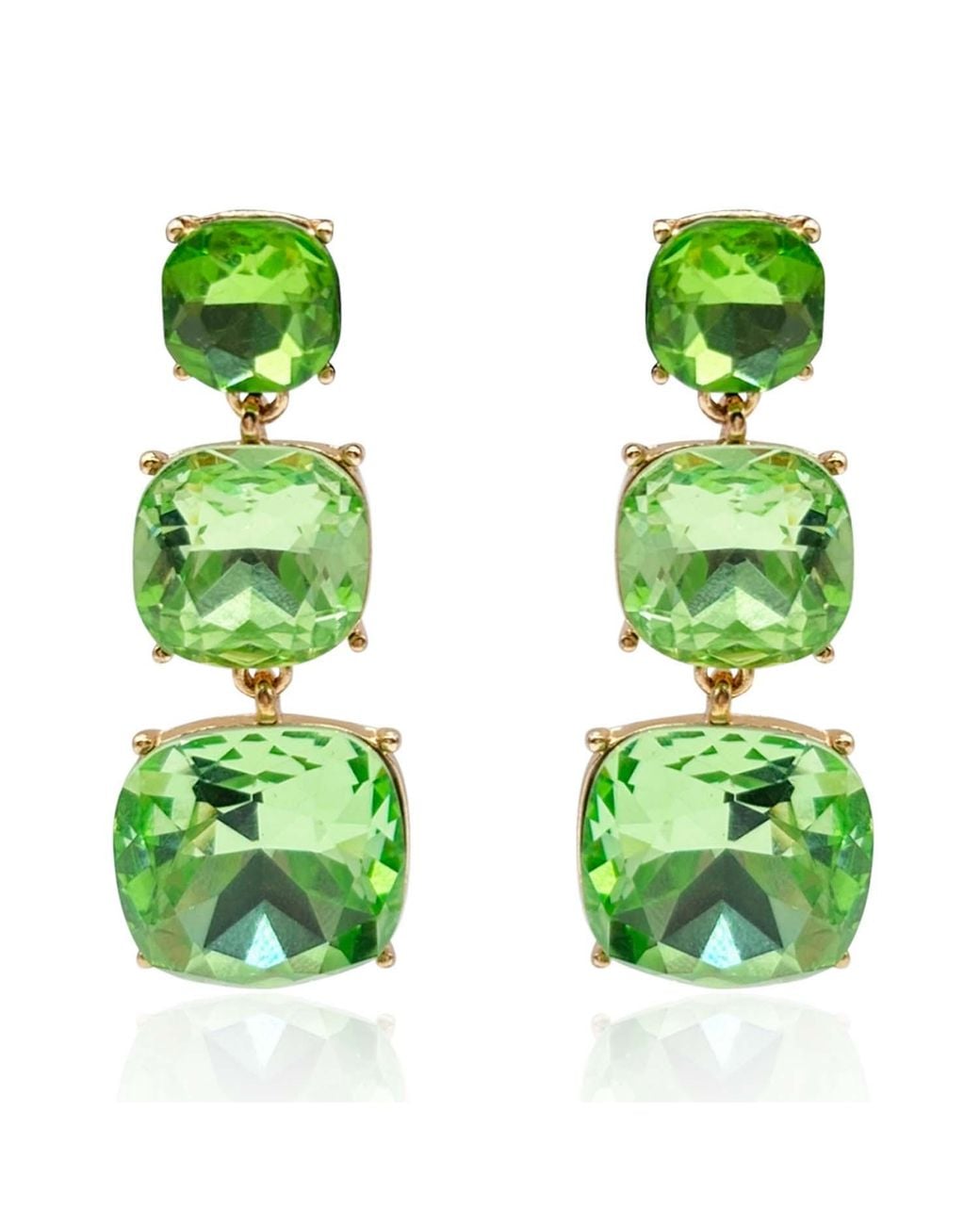Michael Nash Jewelry Green Mackenzie Triple Cushion Shape Peridot Drop Earrings
