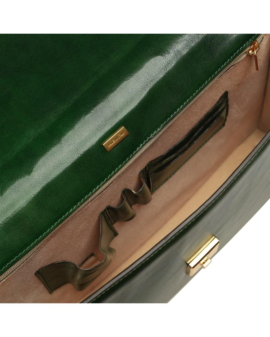 Time Resistance Green Leather Briefcase