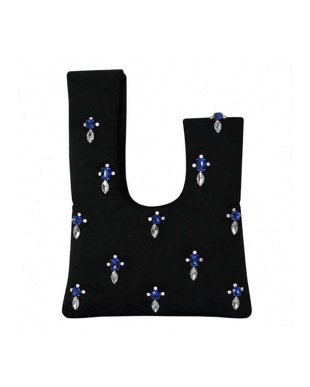 2KStyle Black Sapphire Crystal Hand-Embellished Satin Mini Wristlet Pouch