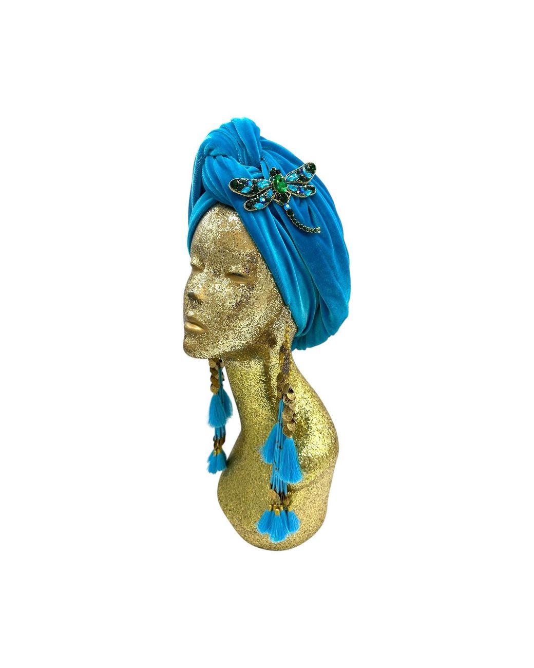 Julia Clancey Blue Azure Dragon Fly Dream Turban