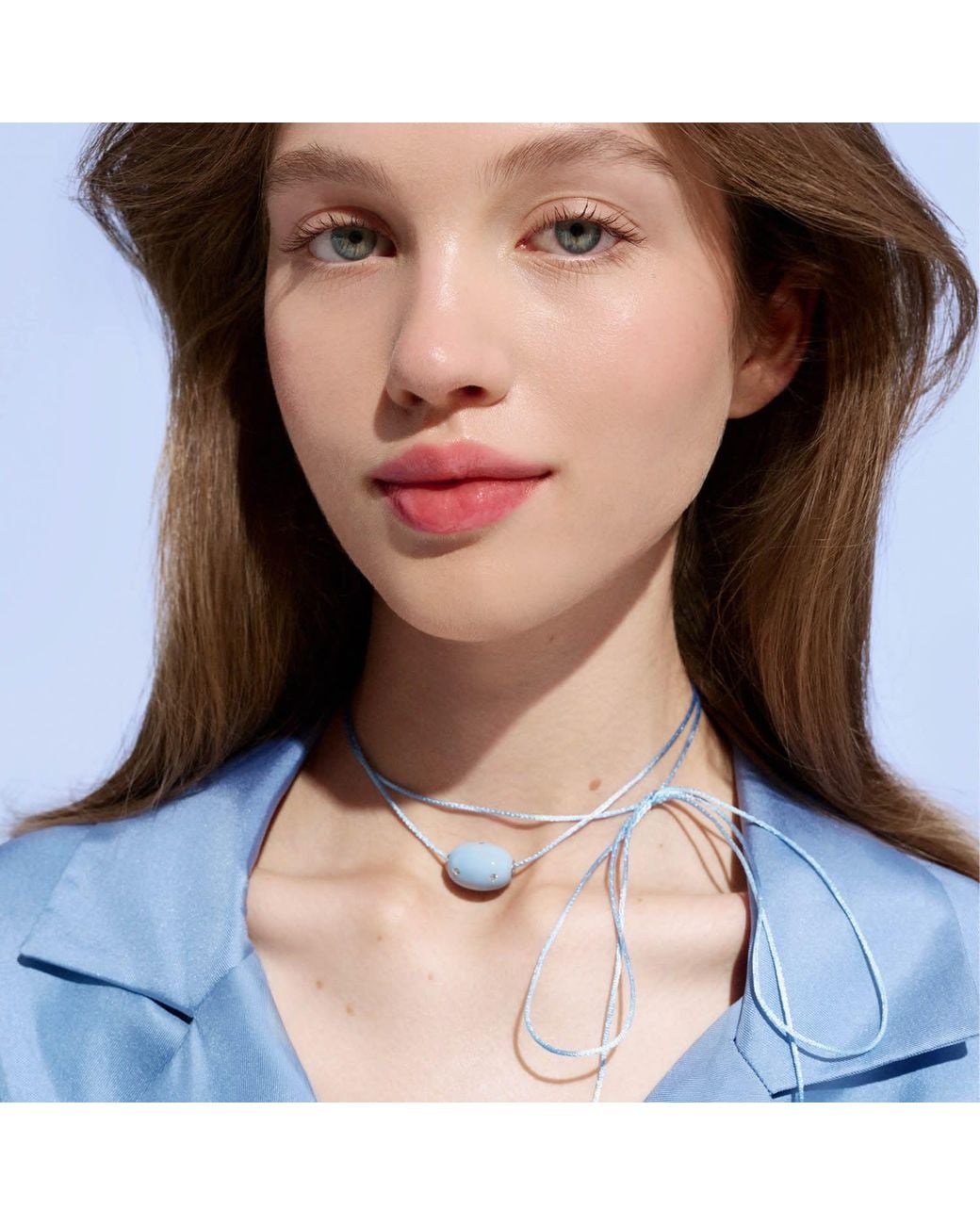 Saule Label Blue Lily Tie Necklace