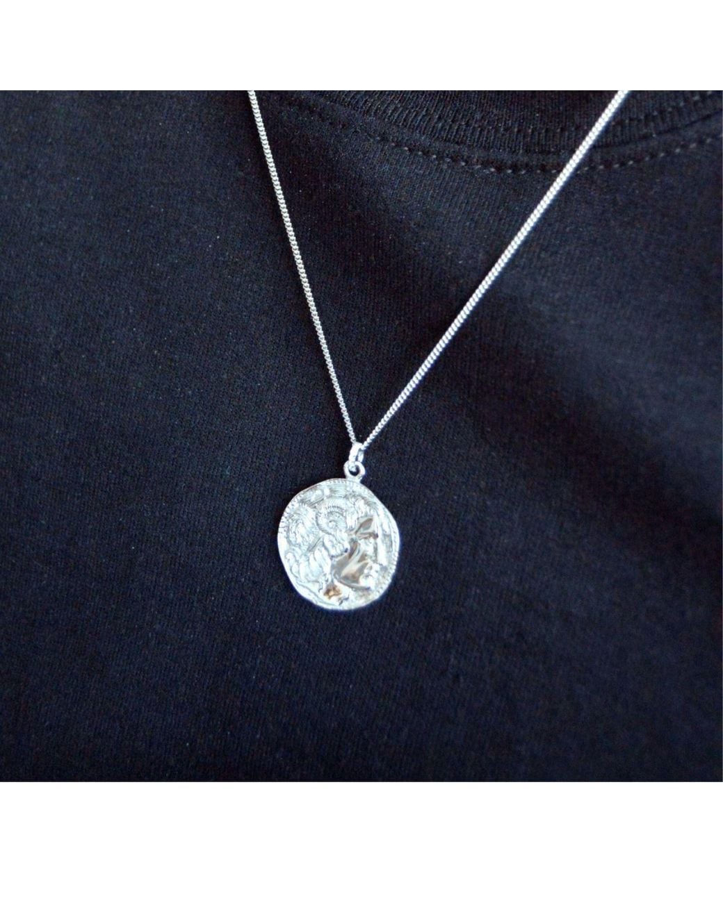 Seven Saints Metallic Alexander The Great Bust Antique Coin Necklace, Over Sterling