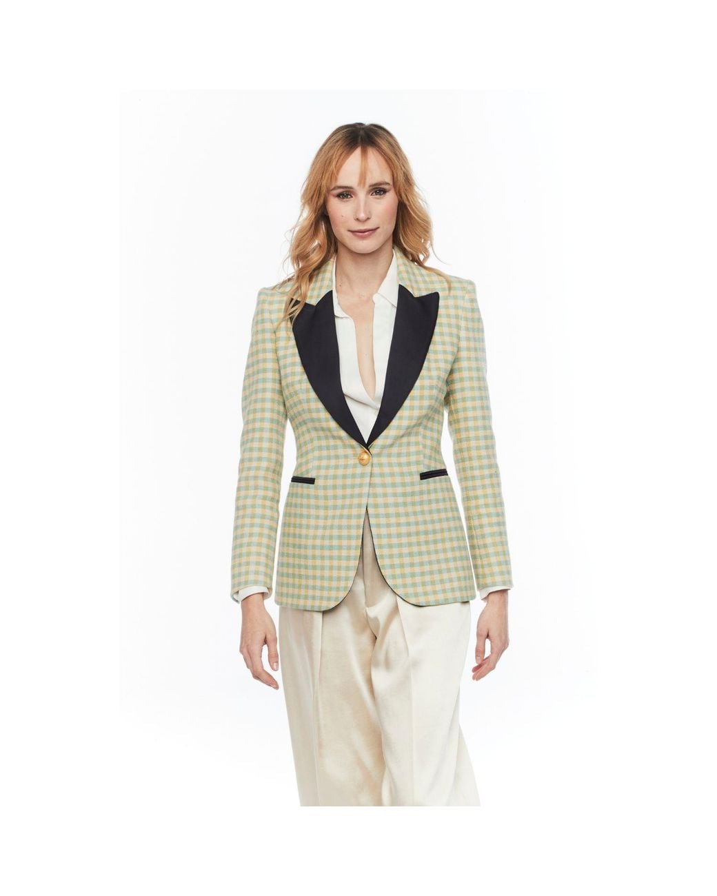 The Extreme Collection Green Gingham Check Blazer Fiona