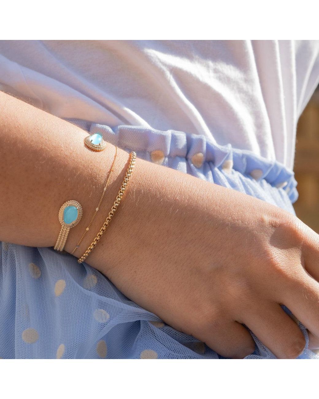 Harfi Metallic Vermeil Plated Agate Gemstone Crystal Statement Bangle