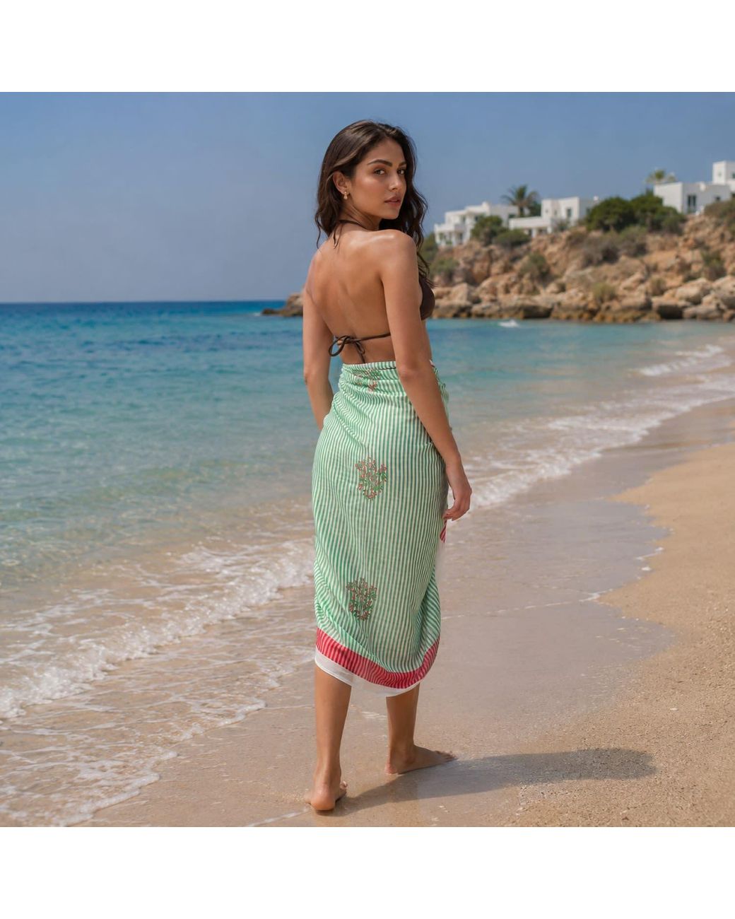 DHARA SHETH DUBAI Blue Azure Bloom Floral Resort Tube-Style Sarong