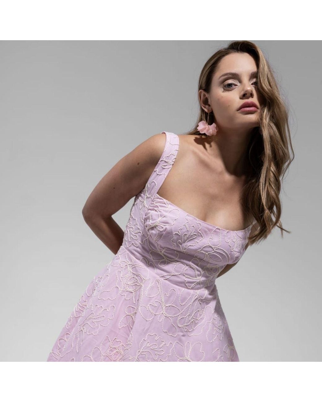 Thisisu Collection Pink Serenette Dress -Cotton Mini Dress With Delicate Embroidery & Built-In Shorts Lining