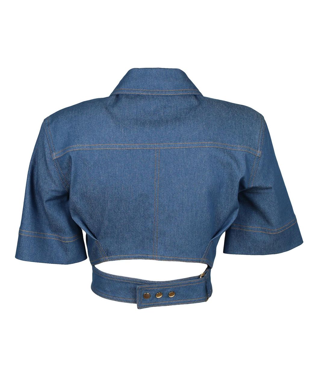 Lalipop Design Blue Fitted Cropped Denim Shirt