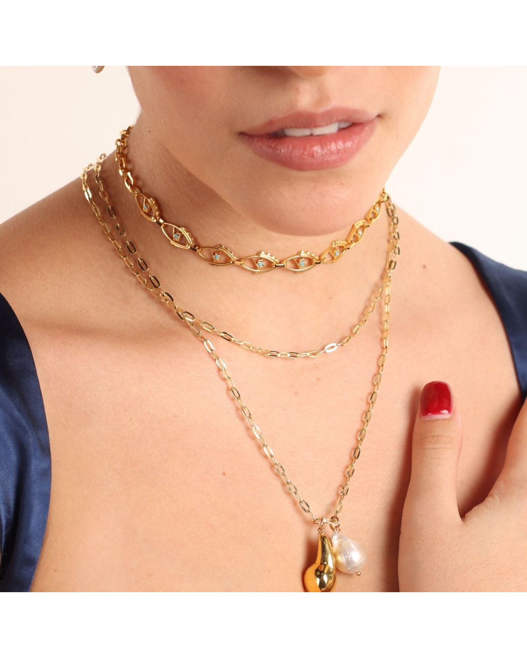 Eyeconic by Samar Ajram Metallic Salma Evil Eye Choker Necklace