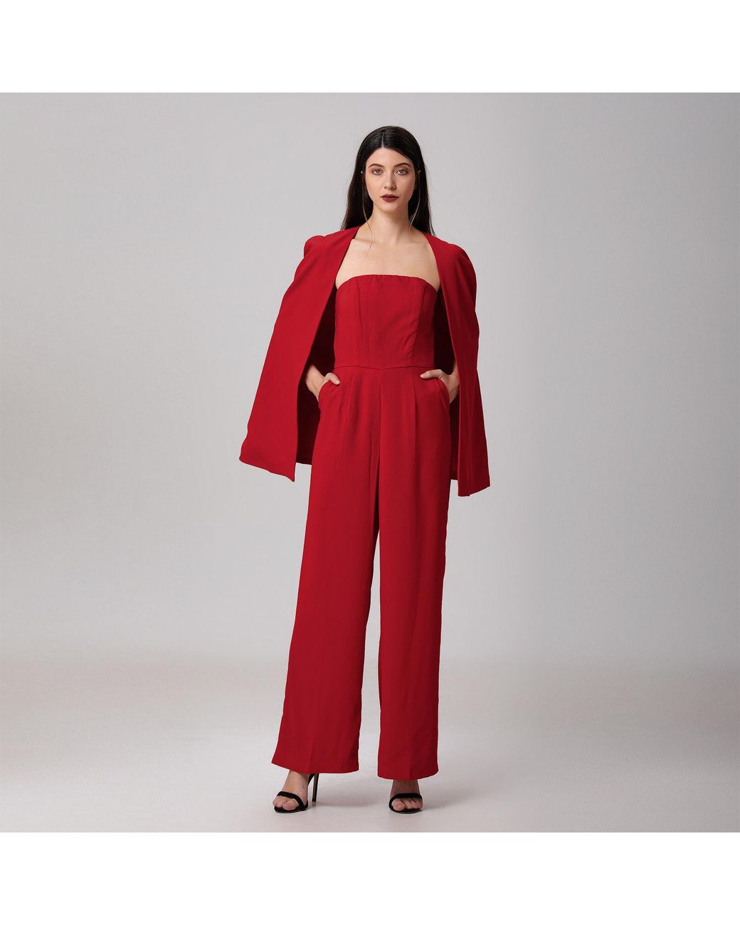 Smart and Joy Red Minimalist Evening Cape