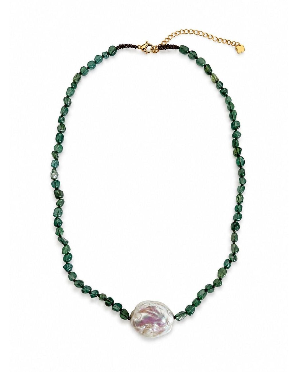 Carolina Benoit Metallic L'Écume Necklace – Baroque Pearl & Stone
