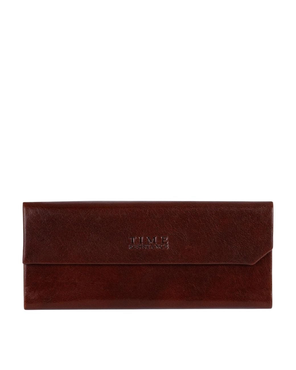 Time Resistance Brown Foldable Leather Glasses Case for men