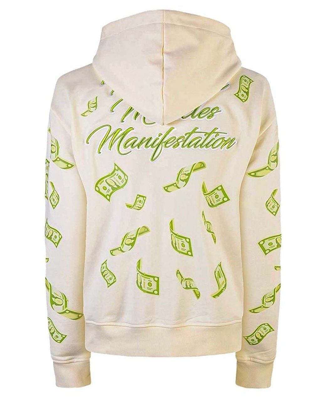Miracles Manifester Gray Neutrals Manifestation Embroidered Hoodie With Rhinestone Design