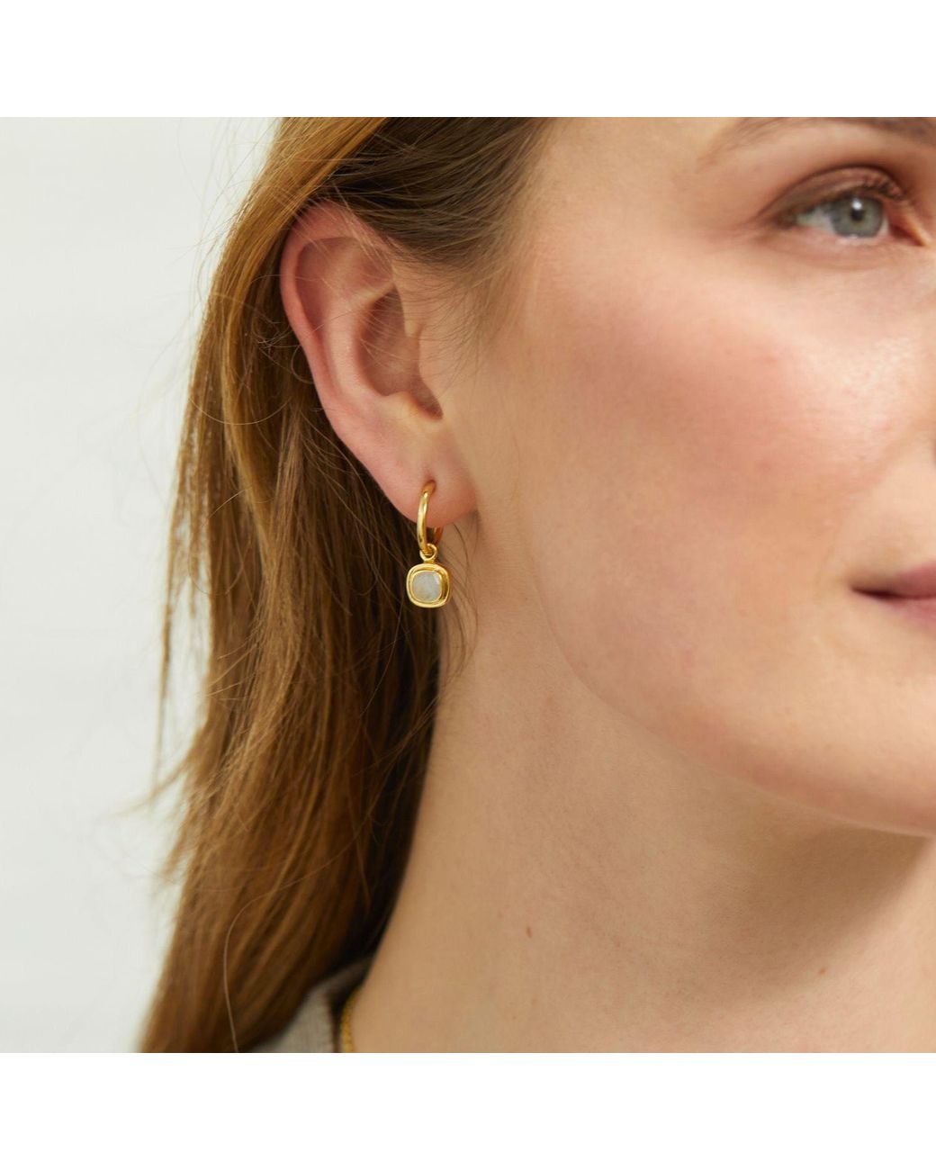 Auree Jewellery Metallic Neutrals California Cushion Moonstone & Interchangeable Hoop Earrings