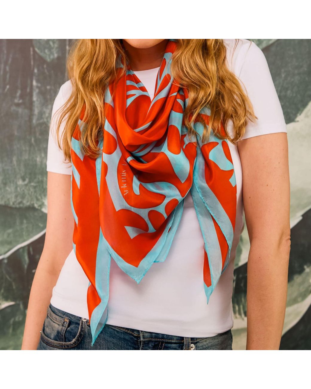 Artemis Muse Red William De Morgan Fantastic Ducks Rust & Luxury Silk Scarf