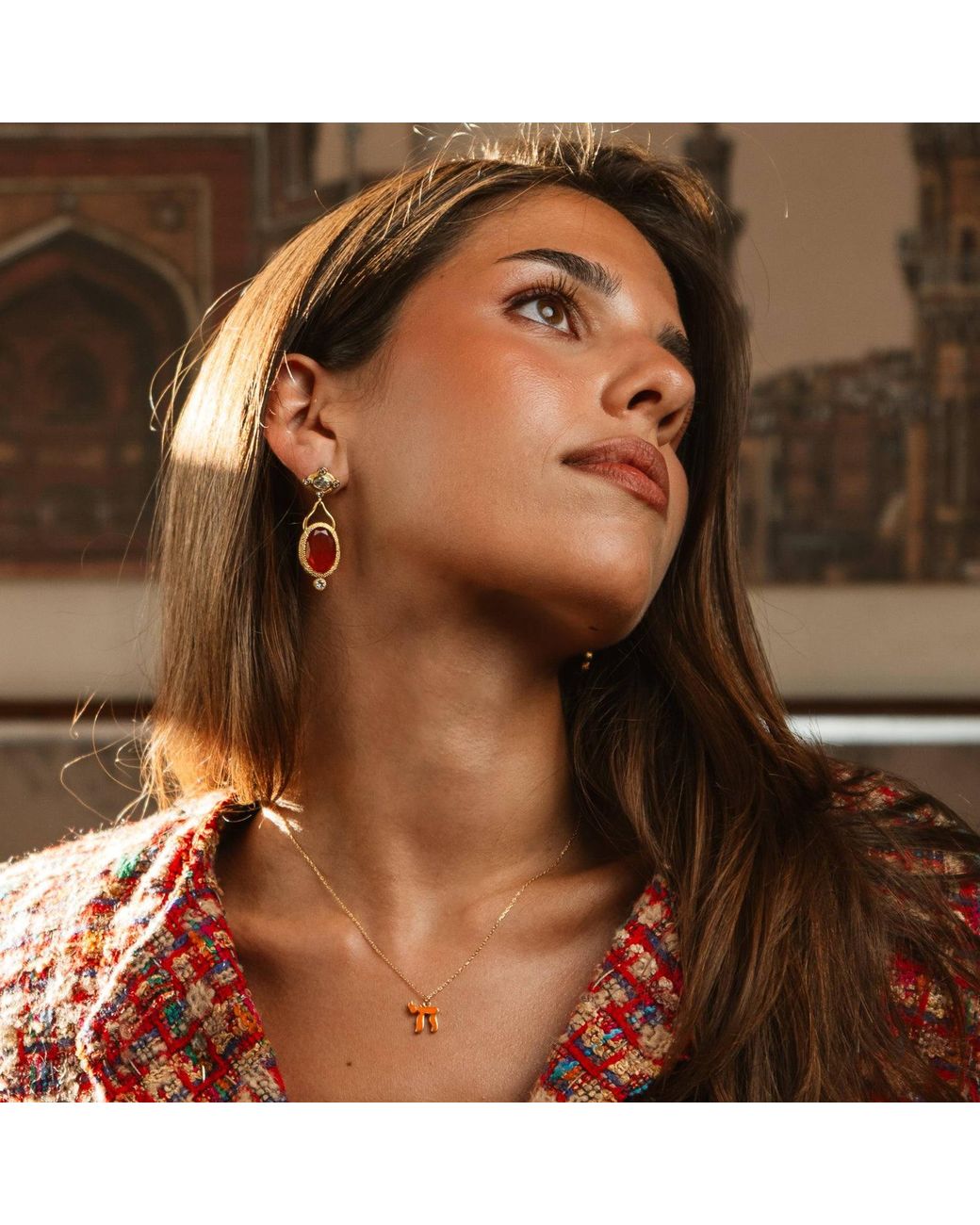 Ebru Jewelry Metallic Chai Symbol Pendant Necklace