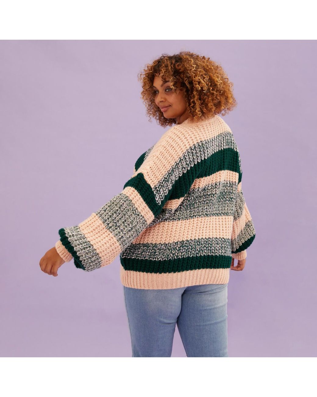 Cara & The Sky Multicolor Louise Stripe Balloon Sleeve Jumper