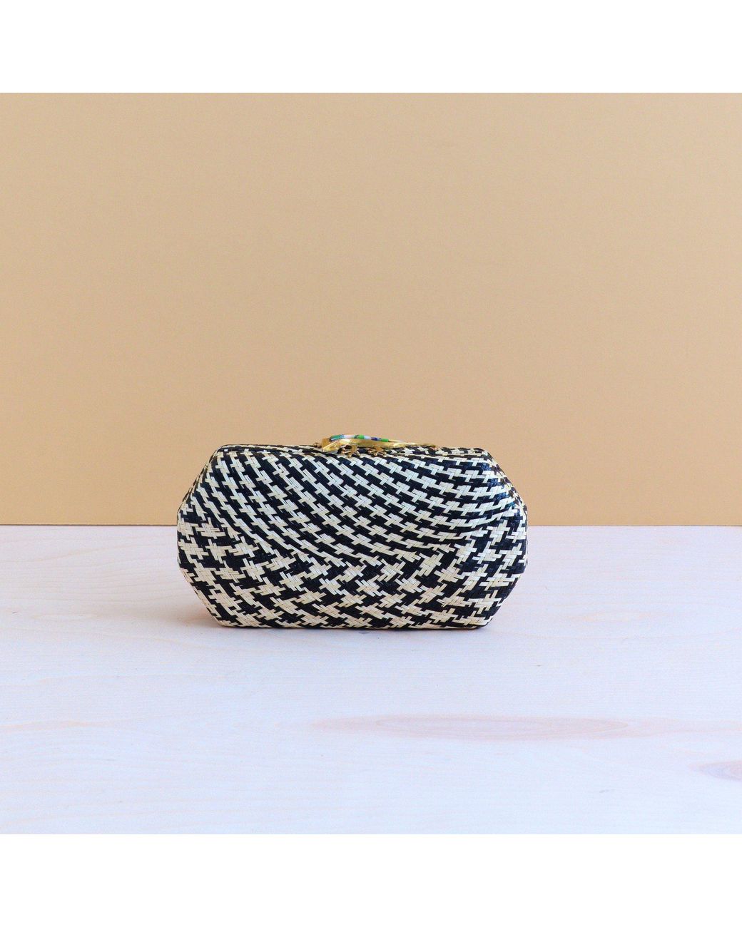 LIKHÂ Metallic Houndstooth Clutch