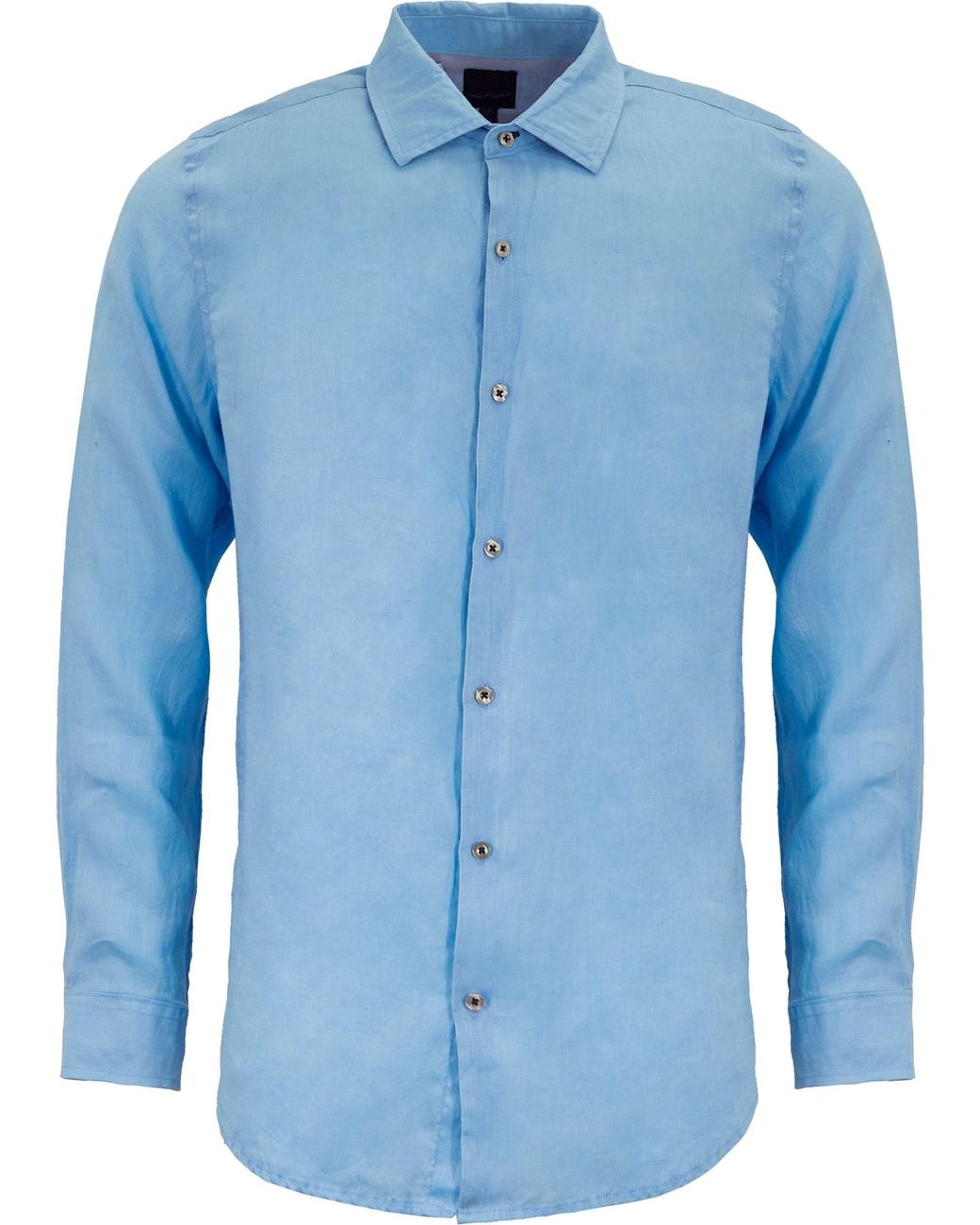Lords of Harlech Blue Laurent Linen Shirt for men