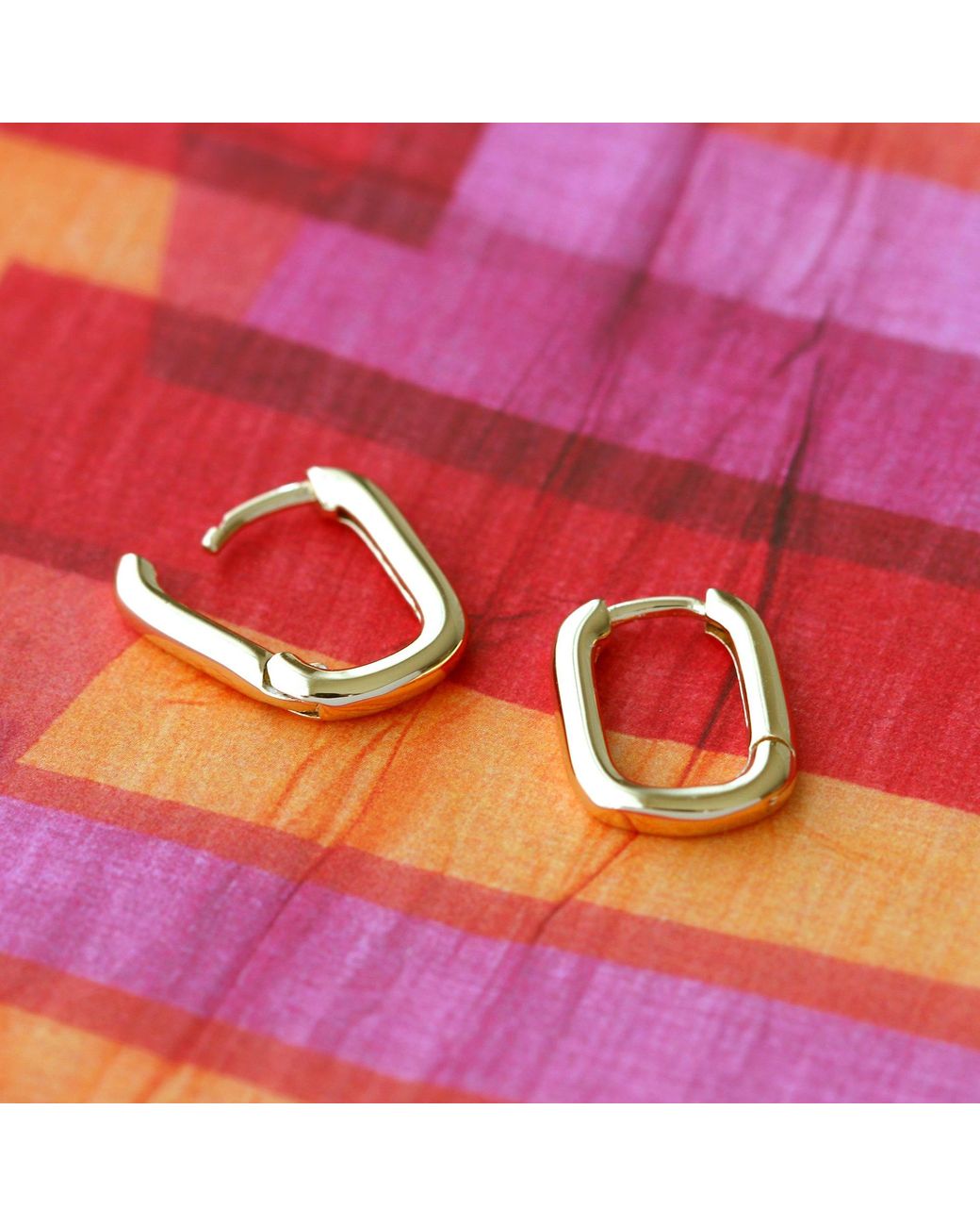 Kris Nations Metallic Oval Huggie Hoop Earrings