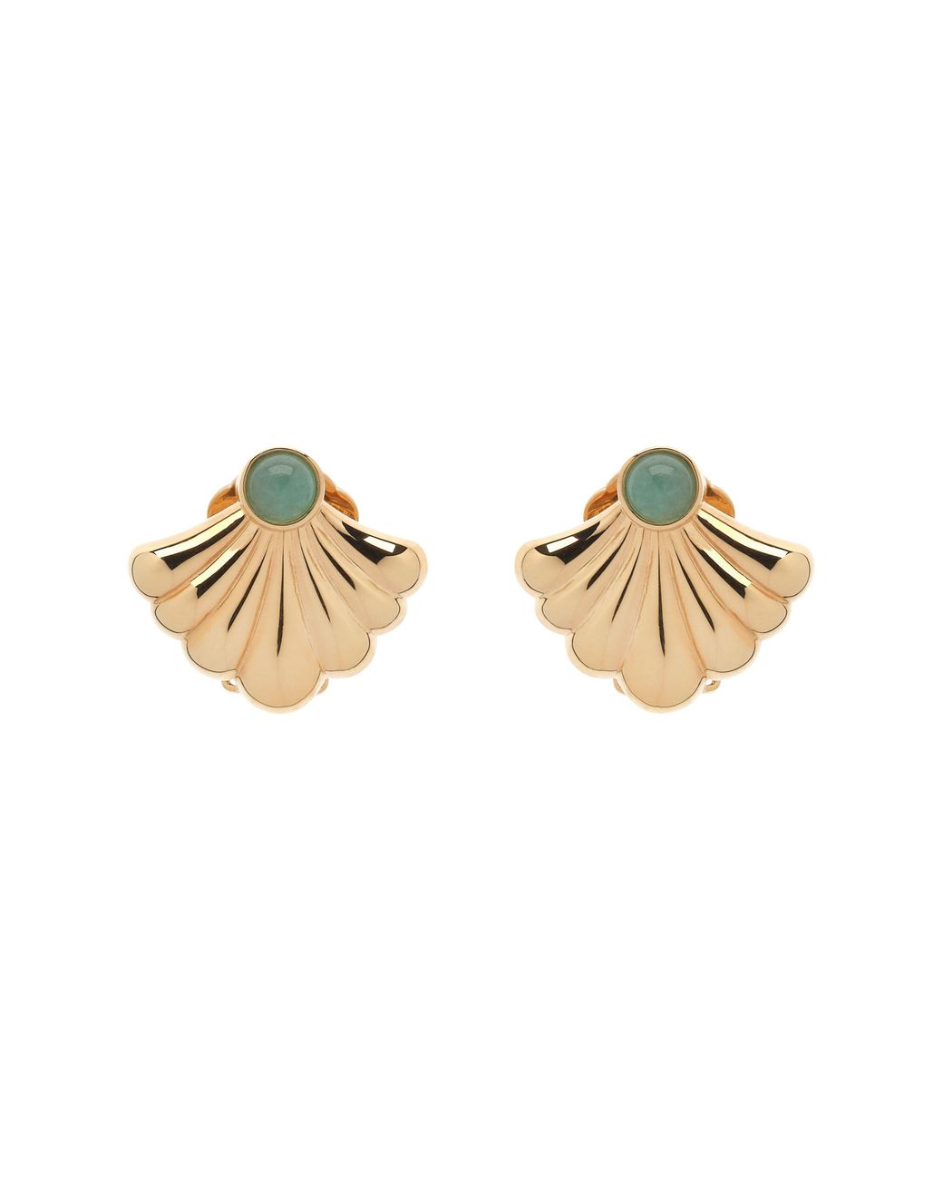 Emma Holland Jewellery Metallic Fan & Aventurine Clip Earrings