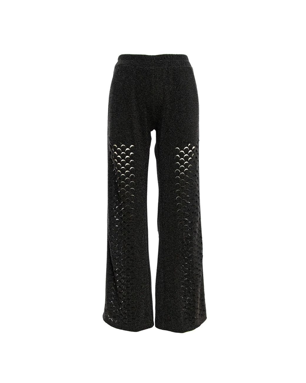 Silvia Serban Black Dragon Skin Laser Cut Glitter Pants